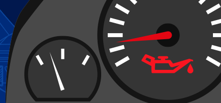 Bild eines Auto-Armaturenbretts mit einer Motoröl-Warnleuchte