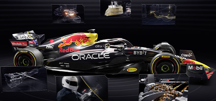 Eine Grafik des Red Bull-Autos mit allen hervorgehobenen internen Systemen