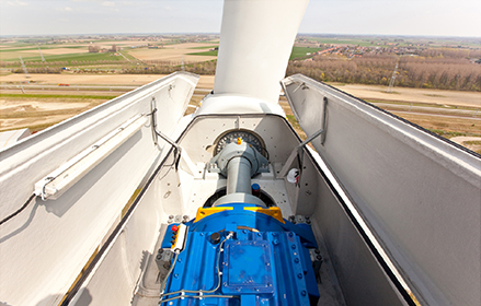 Offenes Getriebe von Windkraftanlage