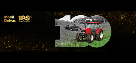 Oldtimer-Traktor und neuer roter Traktor auf einem Feld mit goldenem Glanz