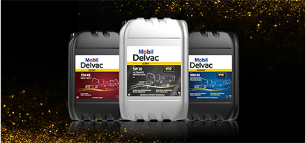 Verpackungen von Mobil Delvac Modern, Ultra und Legend mit goldenem Glanz